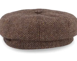 Blue Line Mio Shetland Wool Brown Flat Cap - MJM Hats