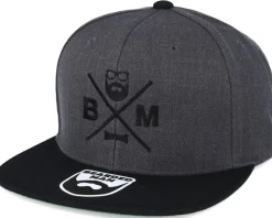 BM Cross Charcoal/Black Snapback - Bearded Man