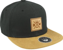 BM Cross Patch Black/Suede Snapback - Bearded Man