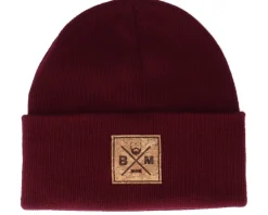 Bm Cross Patch Burgundy Beanie - Bearded Man