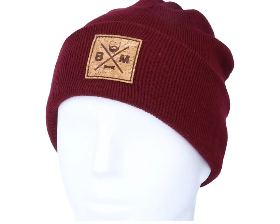 Bm Cross Patch Burgundy Beanie - Bearded Man