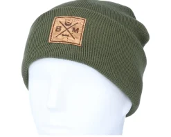 Bm Cross Patch Olive Green Beanie - Bearded Man