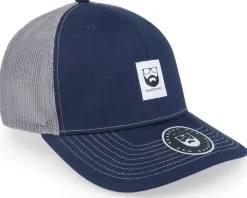 Bm Logo Wh Woven 112 Split Navy/Charcoal Trucker - Bearded Man
