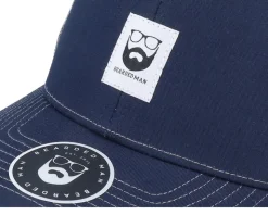 Bm Logo Wh Woven 112 Split Navy/Charcoal Trucker - Bearded Man