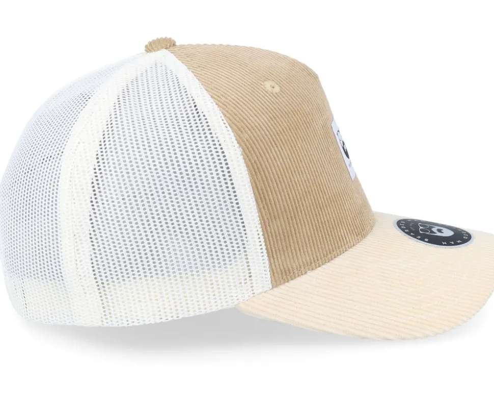 Bm Logo Wh Woven Cord Caramel/Ivory A-frame Trucker - Bearded Man