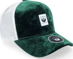 Bm Logo Wh Woven Velvet Green/Ivory A-frame Trucker - Bearded Man
