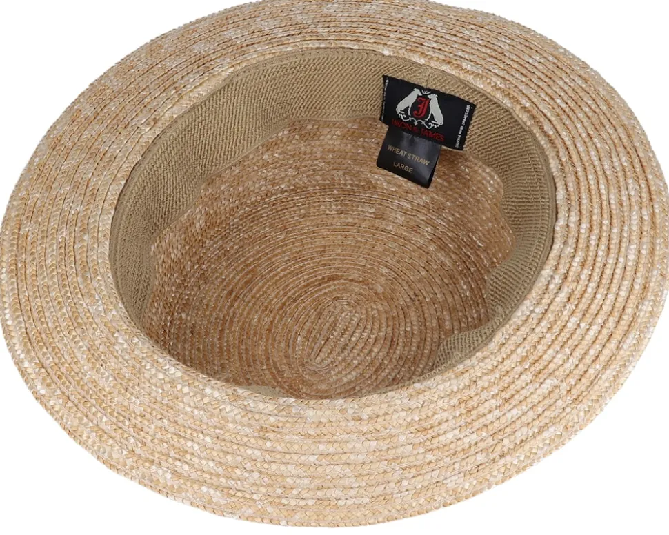 Boater Hat Beige/Black Straw Hat - Jaxon & James