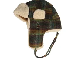 Bomber Cap Wool Check Green Trapper - Stetson