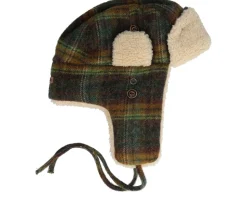 Bomber Cap Wool Check Green Trapper - Stetson