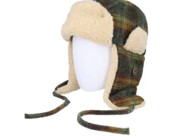 Bomber Cap Wool Check Green Trapper - Stetson