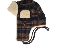 Bomber Wool Check Navy/Beige/Burned Orange Trapper - Stetson