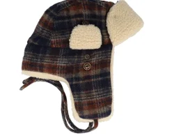 Bomber Wool Check Navy/Beige/Burned Orange Trapper - Stetson