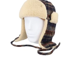 Bomber Wool Check Navy/Beige/Burned Orange Trapper - Stetson