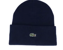 Bonnet Knitted Cap Navy Blue Cuff - Lacoste