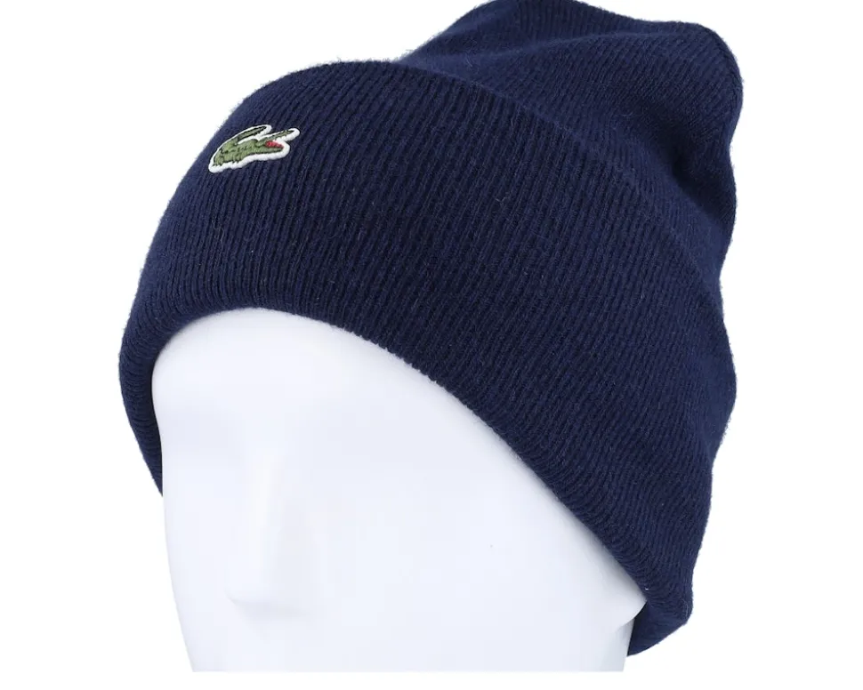 Bonnet Knitted Cap Navy Blue Cuff - Lacoste