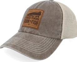 Born To Fish Engraved Patch 211 Brown/Khaki Trucker - Skillfish
