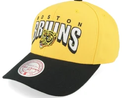 Boston Bruins Boom Text Pro Vintage Yellow/Black Adjustable - Mitchell & Ness