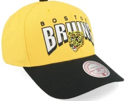 Boston Bruins Boom Text Pro Vintage Yellow/Black Adjustable - Mitchell & Ness