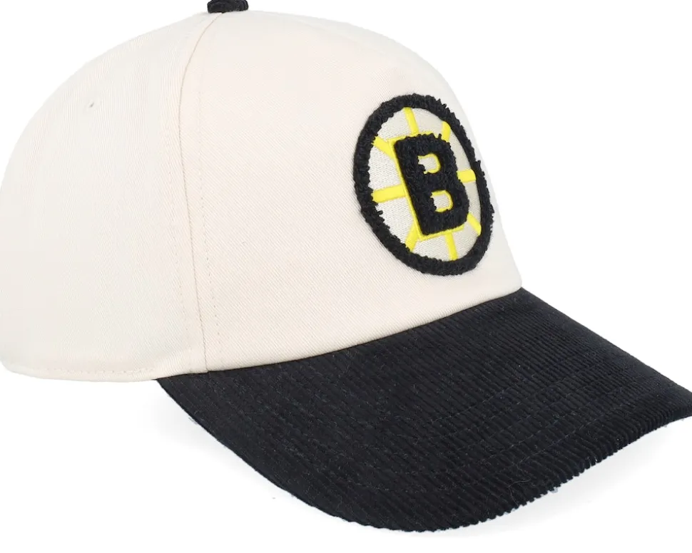 Boston Bruins Burnett White/Black Corduroy Dad Cap - American Needle