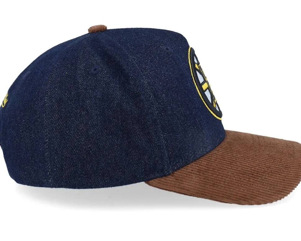 Boston Bruins D-stressed Pro Dark Navy/Brown Corduroy A-frame Adjustable - Mitchell & Ness