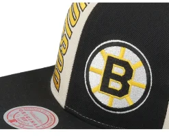 Boston Bruins Pop Panel Off White/Black Snapback - Mitchell & Ness