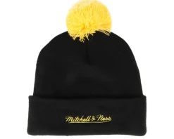 Boston Bruins Punch Out Knit Black Pom - Mitchell & Ness