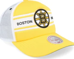 Boston Bruins Sideline Yellow/White A-frame Trucker - Mitchell & Ness