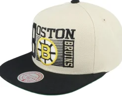 Boston Bruins Speed Zone Vintage Off White/Black Snapback - Mitchell & Ness