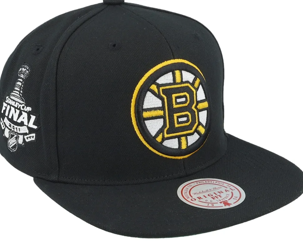 Boston Bruins Top Spot Black Snapback - Mitchell & Ness