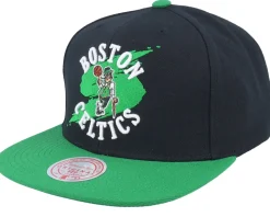 Boston Celtics Circle Splash Black Snapback - Mitchell & Ness
