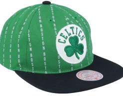 Boston Celtics City Pinstripe Deadstock Green Snapback - Mitchell & Ness