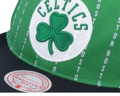 Boston Celtics City Pinstripe Deadstock Green Snapback - Mitchell & Ness