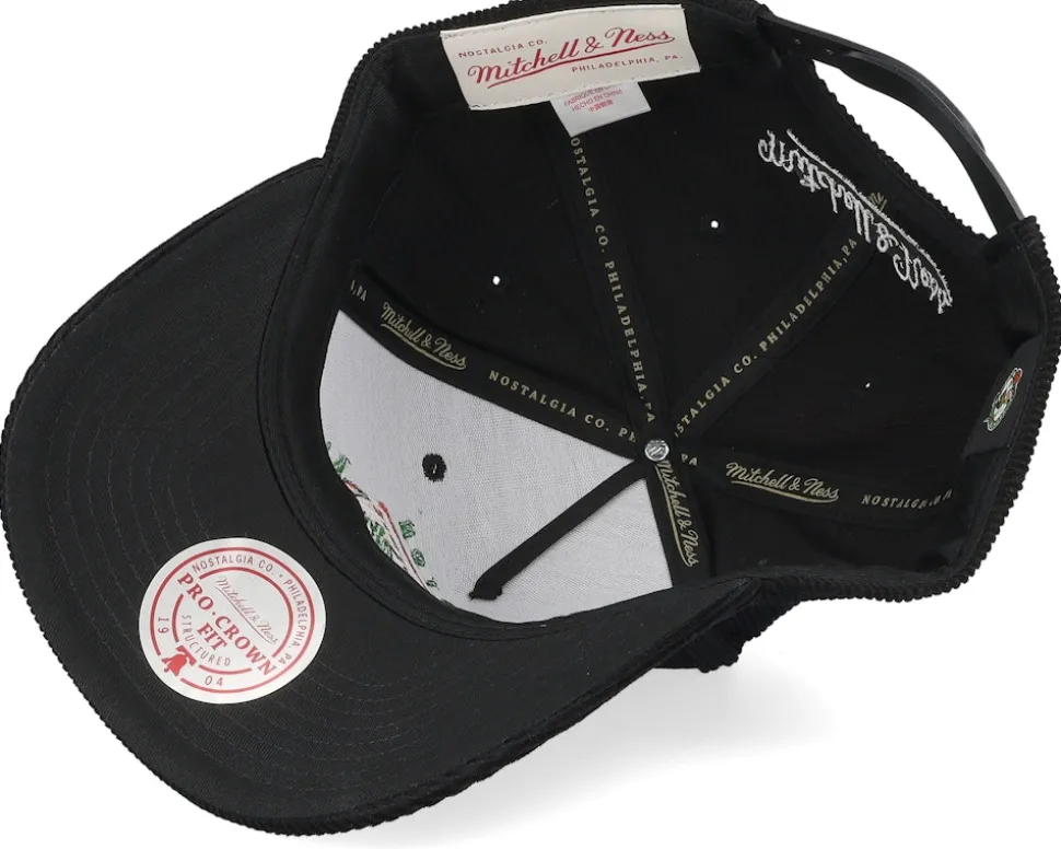 Boston Celtics Corduroy Net Black A-Frame Adjustable - Mitchell & Ness