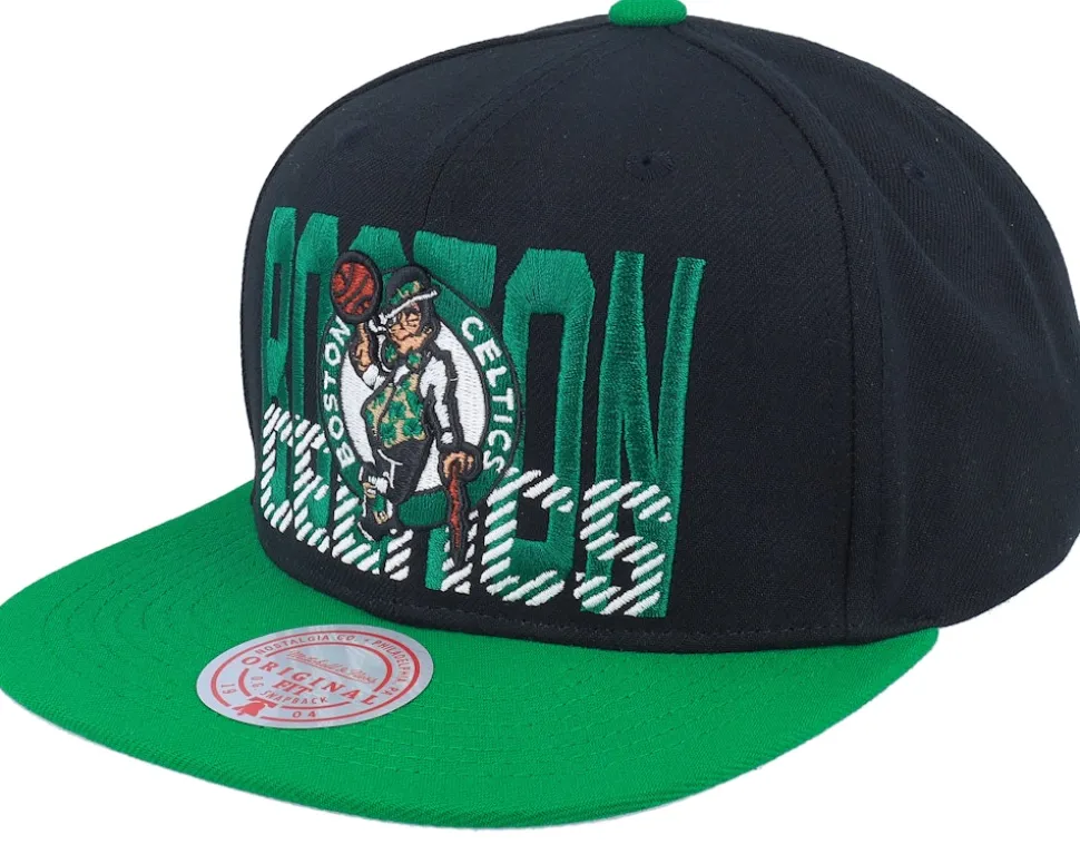 Boston Celtics Cross Check Black/Green Snapback - Mitchell & Ness