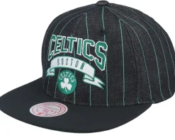Boston Celtics Dem Stripes Black Snapback - Mitchell & Ness