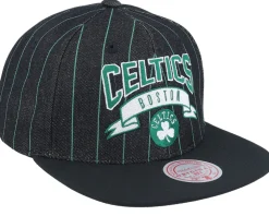 Boston Celtics Dem Stripes Black Snapback - Mitchell & Ness