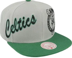 Boston Celtics Knock Out Panel Grey/Green Snapback - Mitchell & Ness