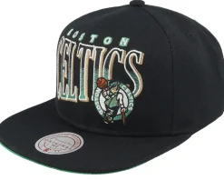 Boston Celtics Line Work Black Snapback - Mitchell & Ness