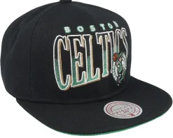 Boston Celtics Line Work Black Snapback - Mitchell & Ness