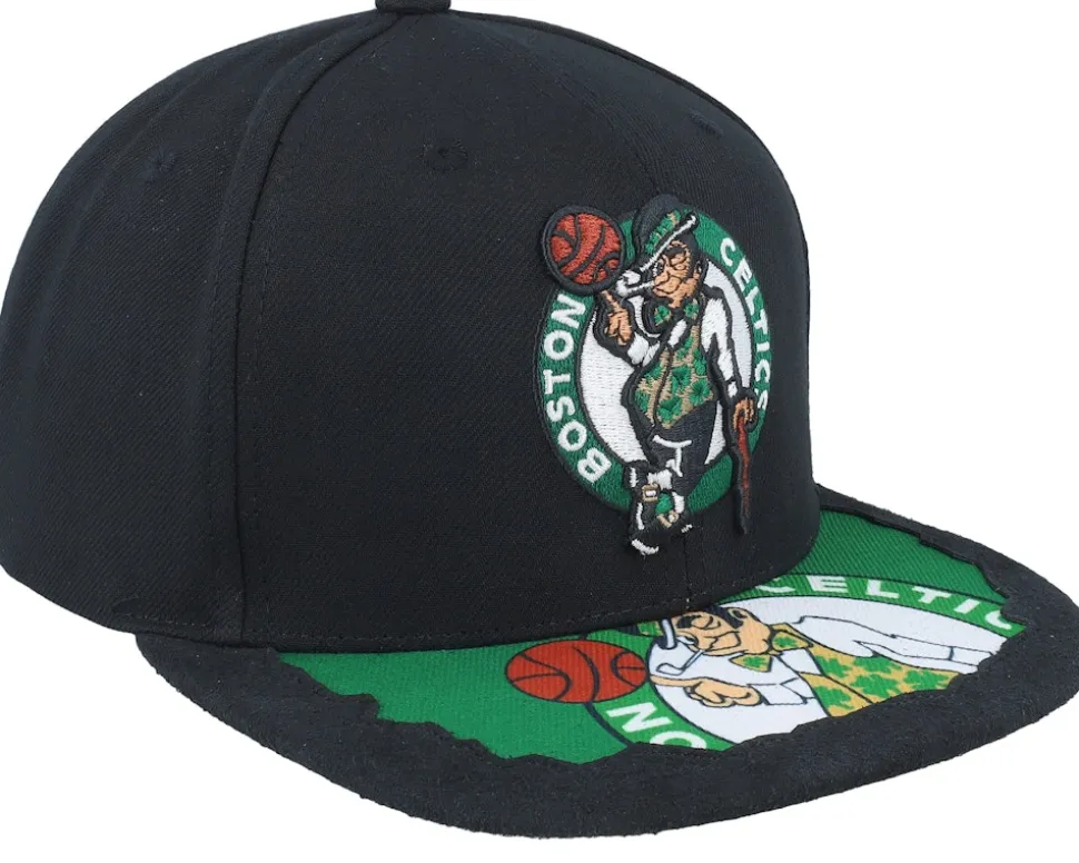 Boston Celtics Munch Time Black Snapback - Mitchell & Ness
