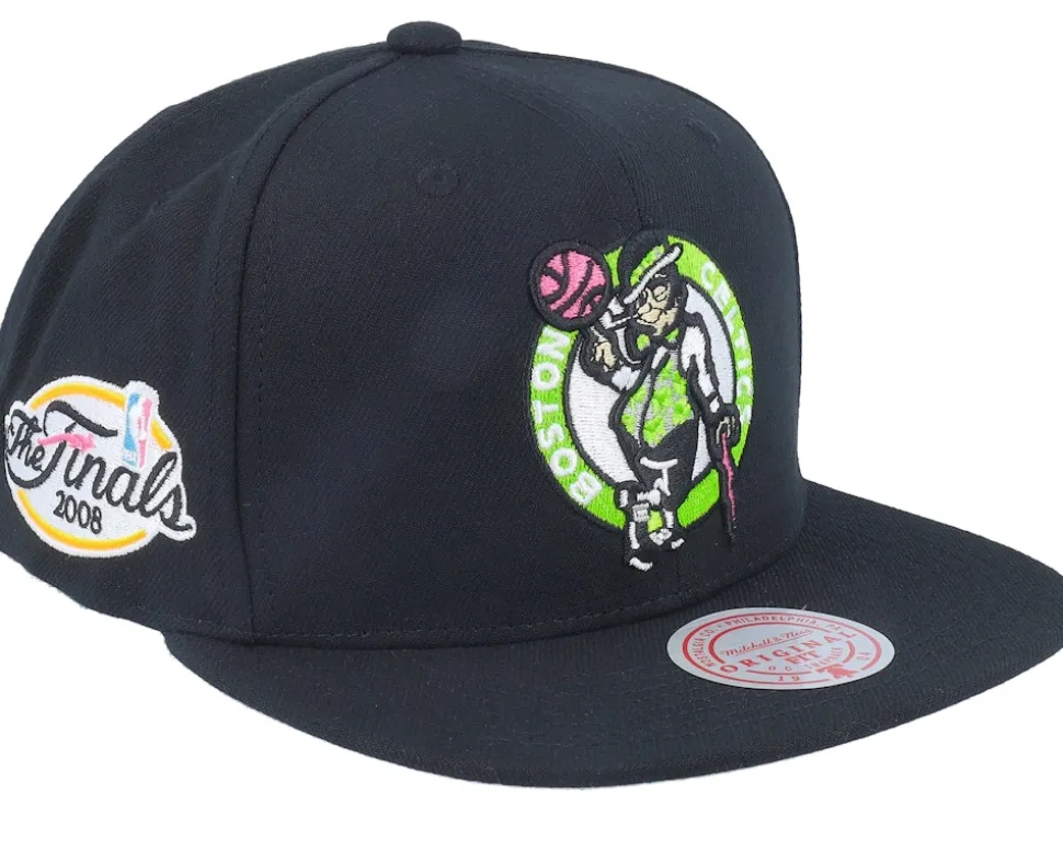 Boston Celtics Neon Tropical Black Trucker - Mitchell & Ness