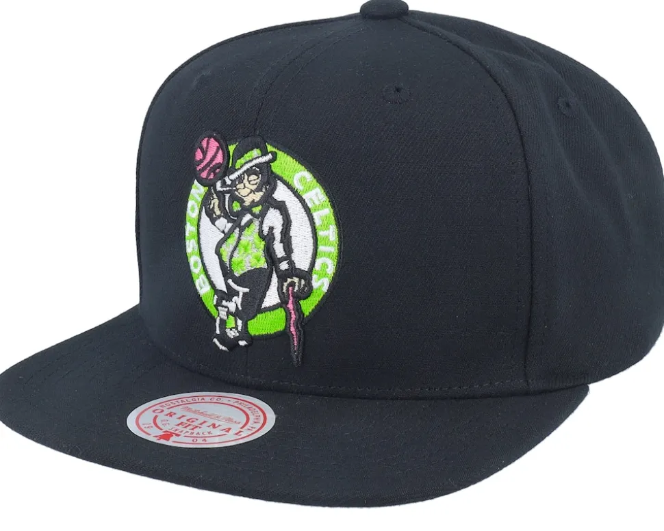 Boston Celtics Neon Tropical Black Trucker - Mitchell & Ness