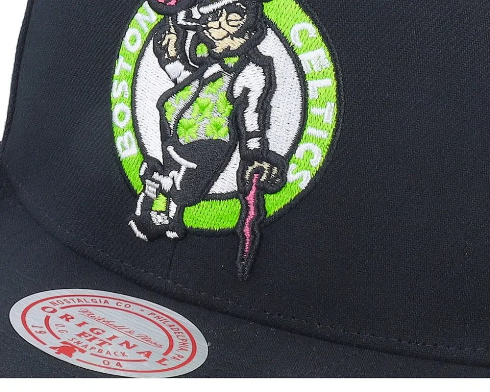 Boston Celtics Neon Tropical Black Trucker - Mitchell & Ness