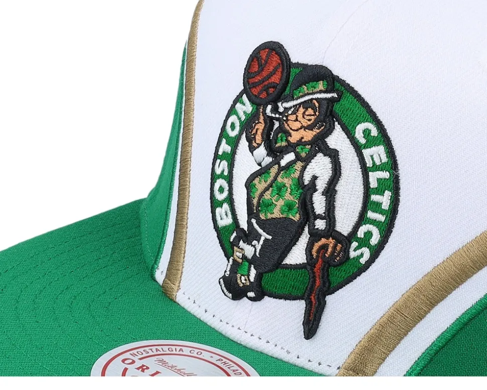 Boston Celtics Overhead White/Green Snapback - Mitchell & Ness