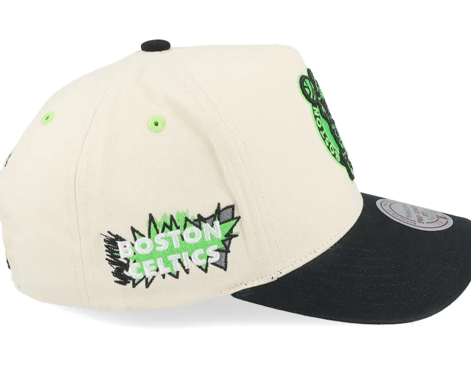 Boston Celtics Overspray Pro Off White/Black A-frame Adjustable - Mitchell & Ness