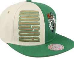 Boston Celtics Pop Panel Off White/Green Snapback - Mitchell & Ness