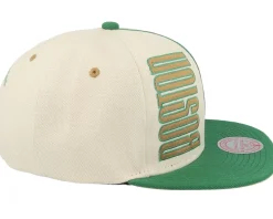 Boston Celtics Pop Panel Off White/Green Snapback - Mitchell & Ness