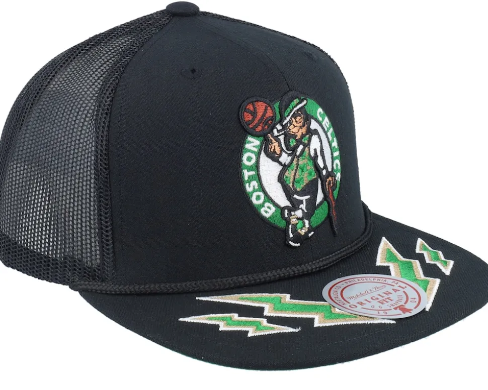 Boston Celtics Recharge Black Trucker - Mitchell & Ness