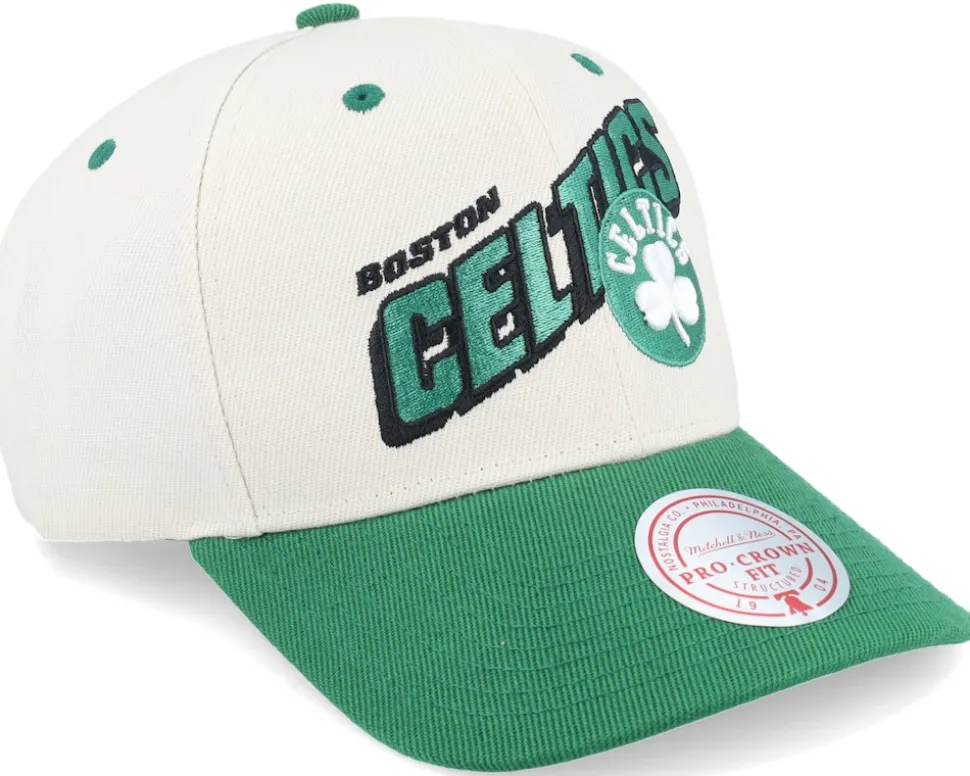 Boston Celtics Retro Type Pro Off White/Green Adjustable - Mitchell & Ness