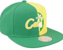Boston Celtics Split Crown Green/Yellow Snapback - Mitchell & Ness